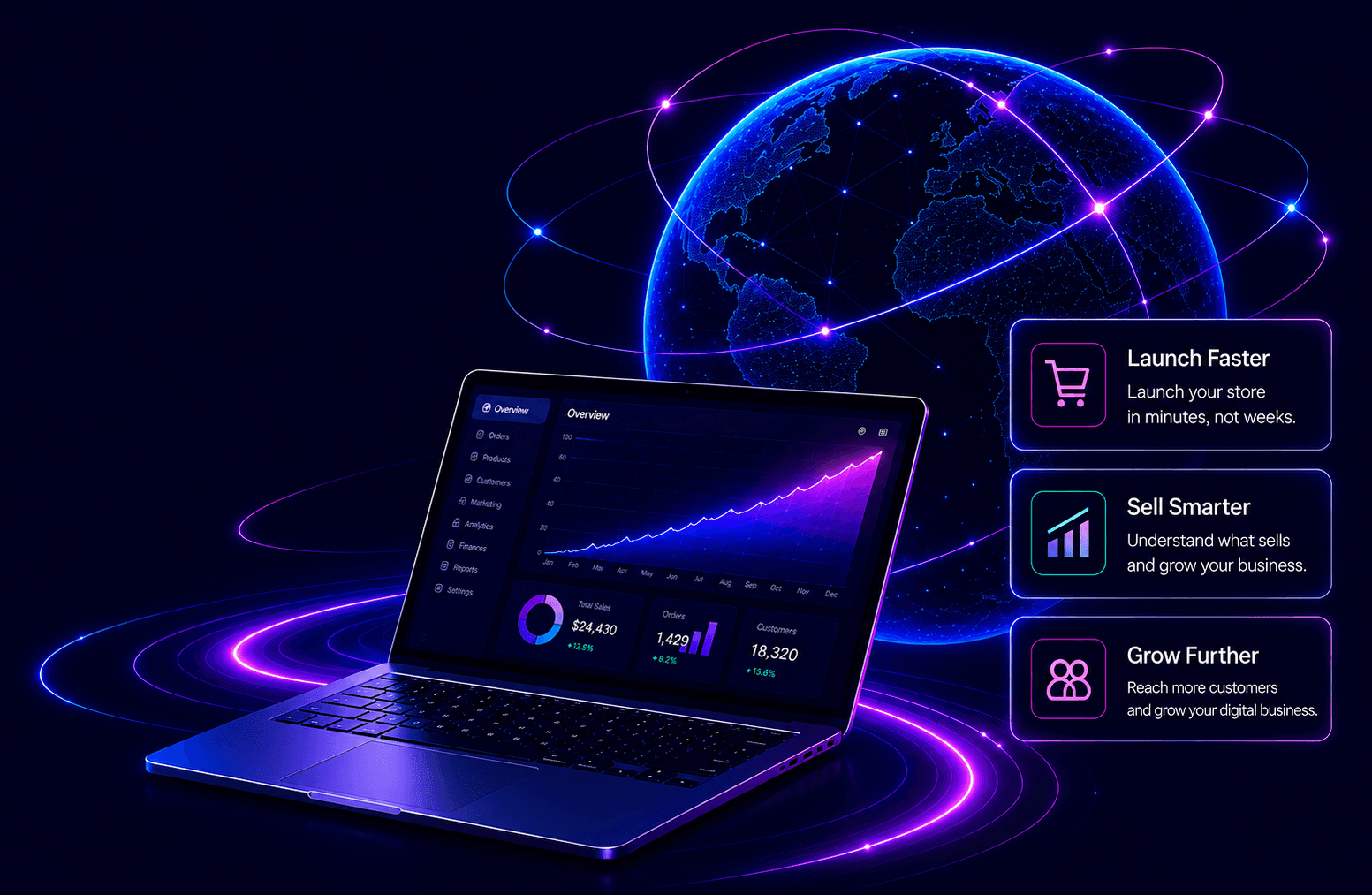 Flowing digital commerce illustration